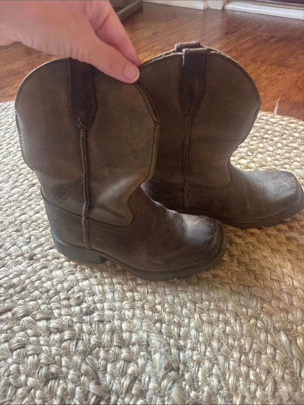 Kids Brown Western Pull-On Boots- Arita